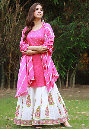 Embroidered Mulmul Cotton Pakistani Suit in Pink