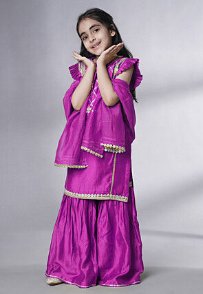 Embroidered Muslin Silk Pakistani Suit in Magenta