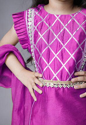 Embroidered Muslin Silk Pakistani Suit in Magenta