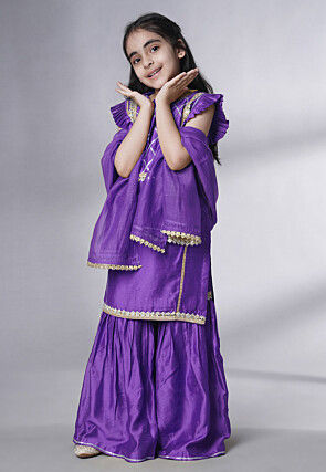 Embroidered Muslin Silk Pakistani Suit in Purple