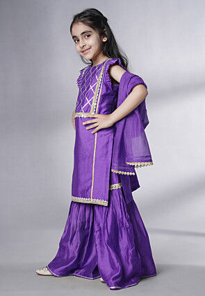 Embroidered Muslin Silk Pakistani Suit in Purple