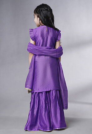 Embroidered Muslin Silk Pakistani Suit in Purple
