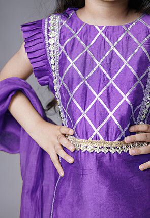 Embroidered Muslin Silk Pakistani Suit in Purple