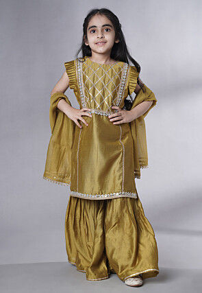 Embroidered Muslin Silk Pakistani Suit in Dusty Green