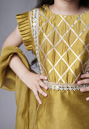 Embroidered Muslin Silk Pakistani Suit in Dusty Green