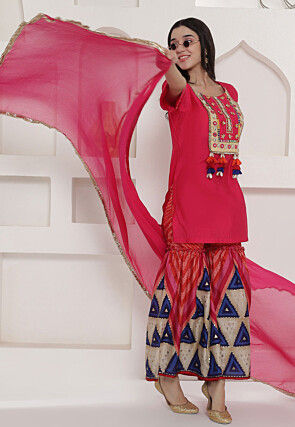 Embroidered Muslin Silk Pakistani Suit in Pink