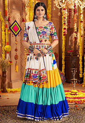 Navratri Special Viscose Cotton Lehenga in Multicolor