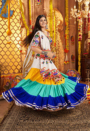 Navratri Special Viscose Cotton Lehenga in Multicolor