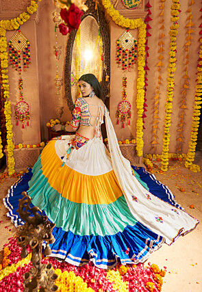 Navratri Special Viscose Cotton Lehenga in Multicolor
