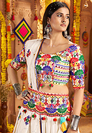 Navratri Special Viscose Cotton Lehenga in Multicolor