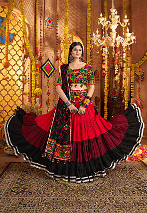 Navratri Special Viscose Cotton Lehenga in Multicolor