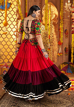 Navratri Special Viscose Cotton Lehenga in Multicolor