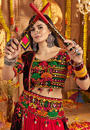 Navratri Special Viscose Cotton Lehenga in Multicolor