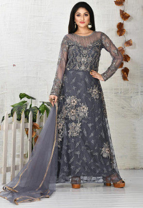 Buy Grey Net Womens Salwar Suit (NWS-6708) Online