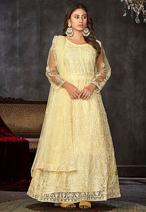 Yellow Georgette Embroidery jumpsuit - Designer Salwar Kameez - Salwar Suits  - Indian