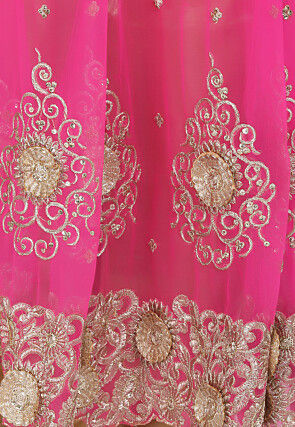 Embroidered Net Anarkali Suit in Pink