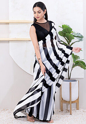 Embroidered Net Blouse in Black