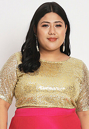 Embroidered Net Blouse in Golden