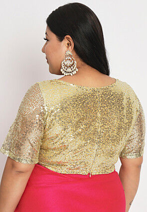 Embroidered Net Blouse in Golden