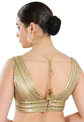 Embroidered Net Blouse in Golden