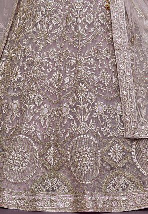 Embroidered Net Lehenga in Baby Pink