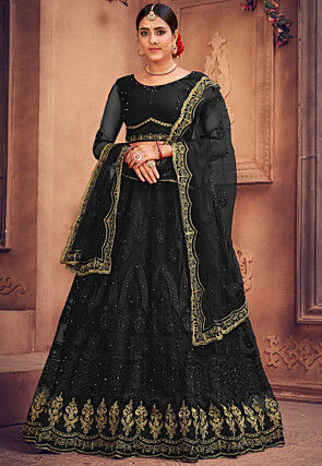 Women's Black And Golden Daman Lehenga - Label Shaurya Sanadhya – Trendia