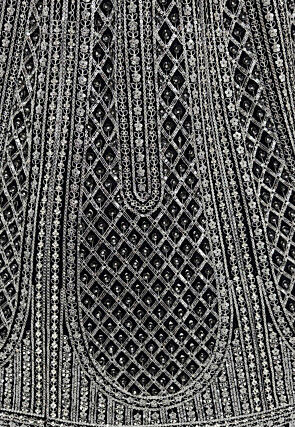 Embroidered Net Lehenga in Black