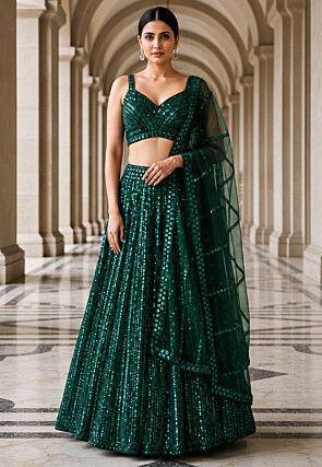 indian green dresses - Net emerald green pakistani dress