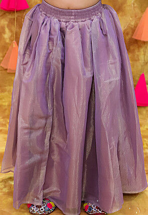 Embroidered Net Lehenga in Dusty Purple