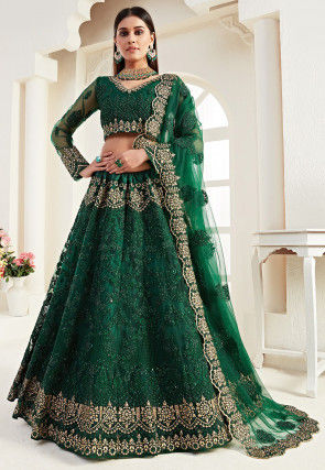 Green ghagra choli sales