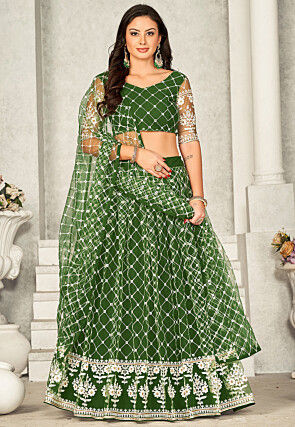 Page 7  Green Lehenga Cholis: Buy Latest Indian Designer Green Ghagra  Cholis Online - Utsav Fashion