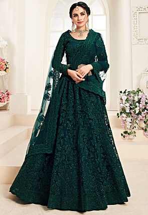 Green colour ghagra online