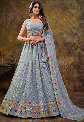 Buy Silver Grey Lehenga Gown for Pakistani Bridal Wear Online in India -  Etsy