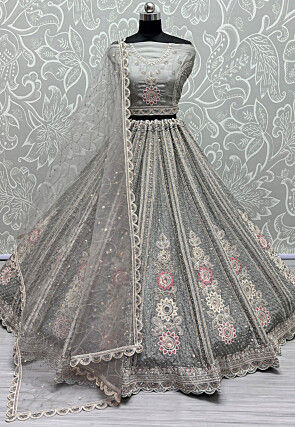 TRENDMALLS Women's Net Sequinse Work Semi-Stitched Lehenga Choli (  Wedding-Latest-Lehenga-Bridal-New-Stylish-Gold-Designer-Sequence) (Grey) :  Amazon.in: Fashion
