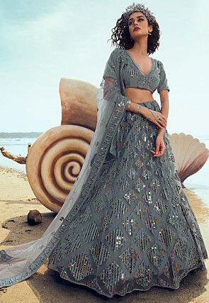 Latest and Designer Grey Color Lehenga Choli Online Shopping
