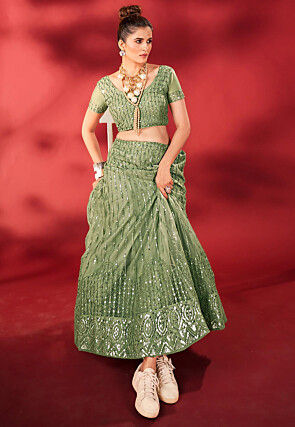 Green Lehenga Cholis: Buy Latest Indian Designer Green Ghagra Cholis