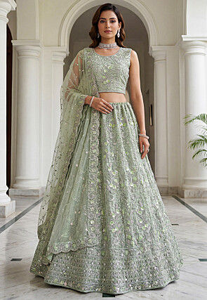Green Net Lehenga and Ghagra Choli: Buy Latest Designs Online | Utsav Fashion Green Net Lehenga and Ghagra Choli: Buy Latest Designs Online | Utsav Fashion