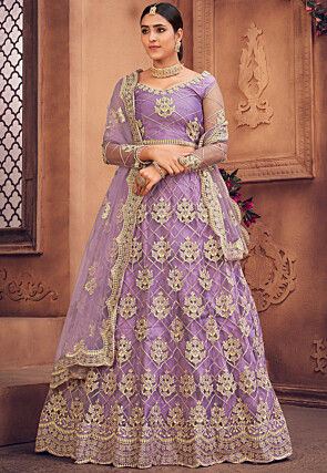 Purple Colour Party Wear Lehenga Choli in Net Fabric.