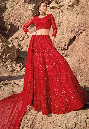 Latest Red Lehenga Designs for Party Wear-thephaco.com.vn