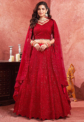Pure red lehenga bridal shop