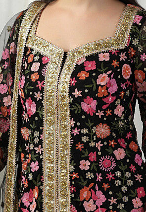 Embroidered Net Pakistani Suit in Black