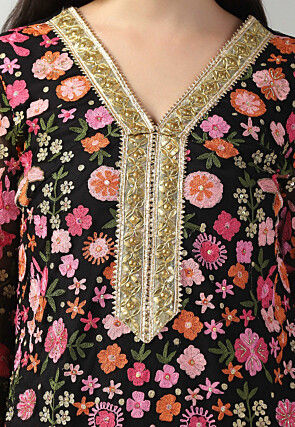 Embroidered Net Pakistani Suit in Black