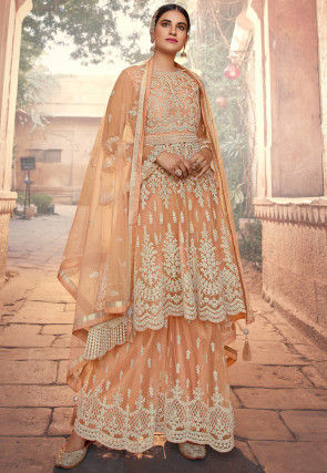 Beautiful Light Orange Designer Partywear Embroidered Mulberry Silk  Anarkali Suit at Rs 4799 | Salwar Suit in Surat | ID: 20315962955