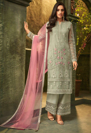 Embroidered net Chiffon Stitched Suit  Pakistani Indian ladies clearance sale