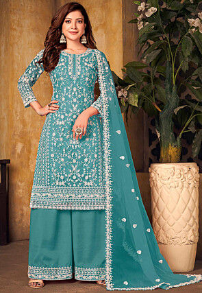 Buy Embroidered Net Pakistani Suit in Grey Online : KCH9827 - Utsav Fashion