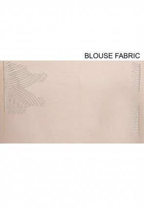 Embroidered Net Saree in Beige