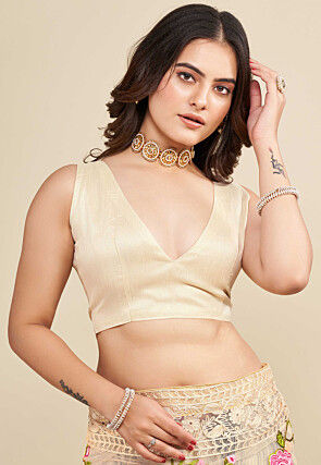 Embroidered Net  Saree in Beige