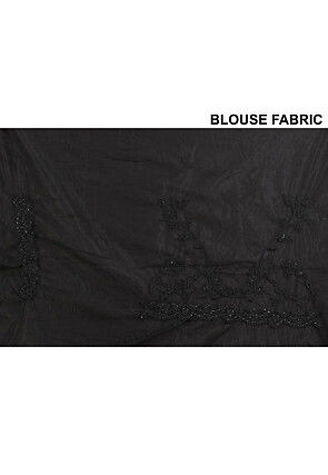 Embroidered Net Saree in Black