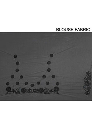 Embroidered Net Saree in Black