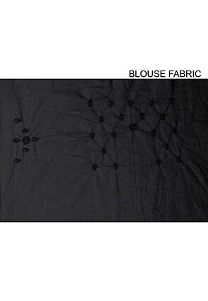 Embroidered Net Saree in Black